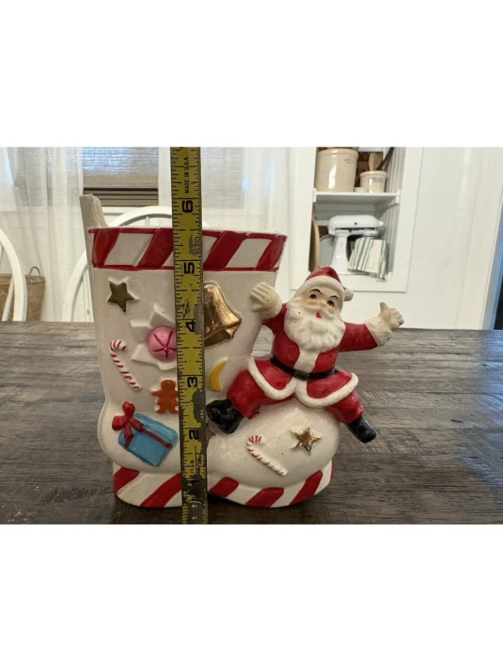 Vintage Ceramic Christmas Boot Santa Gifts 1940’s Decor Vase